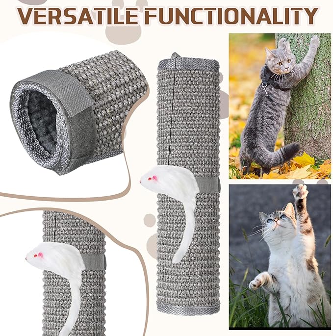 4 Pcs Sisal Cat Nail File Scratcher Wraps Around Scratching Pad 11 x 15 Inches Cat Scratch Mat Sisal Fabric Couch Scratch Protector Post Table Leg to Trim Pet Nails Protect Furniture