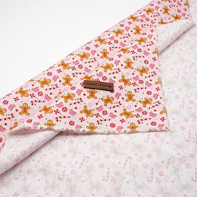 Elegant little tail Christmas Dog Bandana, Holiday Girl Boy Dog Bandanas for Small Medium Large Soft Dogs Washable Square Dog Scarf Adjustable Dog Kerchief