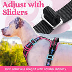 rabbitgoo Dog Harness for Large Dogs, No Pull Pet Vest with 3 Buckles, Adjustable Soft Padded Pet Harness with Easy Control Handle and Reflective Strips, Black & Rose Pink, XL