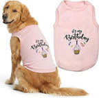 Parisian Pet Dog Shirt – 100% Cotton Shirts for Large Dogs – Pink Sleeveless Puppy Clothes – Lightweight and Breathable Dog Birthday Shirt – Girl Dogs Clothes - Stretchy Pet T Shirts