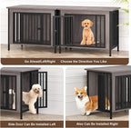 EasyCom Dog Crate Furniture for 1 or 2 Dogs, Heavy Duty Single/Double Dog Crates for Small/Medium/Large Dogs, Dog Kennel Furniture Indoor as TV Stand, Medium Size 31.5" L(20-35 Pounds), Oak Grey