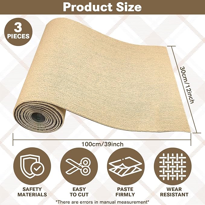 Pacify Rabbit Scratching Pad 12 Inch X 9.84 ft Self Adhesive Bunny Scratch Mats, Cuttable Rabbit Nail Scratch Pad Bedding Rug for Small Animal Biting and Cage Flooring