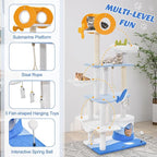 PETSITE Ocean-Themed Cat Tree for Indoor Cats, Multi-Level Cat Tower with Natural Sisal Scratching Posts, Hanging Toys and Padded Top Perch, Modern Cat Tree for Large Cats 20 lbs Heavy Duty (66")