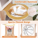 PETSITE 47 inch Basketball Series Cat Tree, Multi-Level Cat Tower with Jute Scratching Posts, 2-Story Cat Condo, 2 Perches, Basketball Hoop Hammock, Padded Cushions, Modern Cat Tree Tower