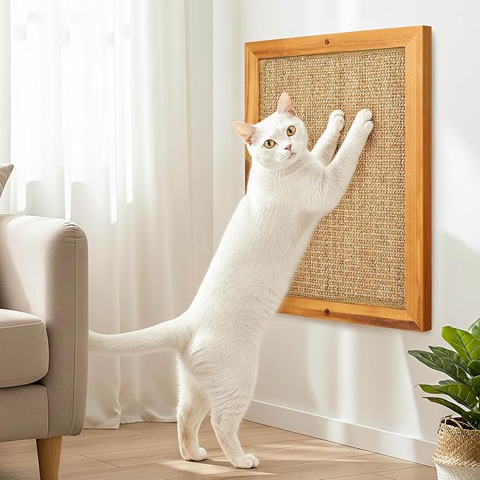 Scratching Pad for Cats, Sisal Cat Scratch Pad for Wall Mounted, Extra Large Cat Scratch Pads for Indoor Cats Kitty, Wooden Scratching Board Scratching Cat Toys Wall Furniture