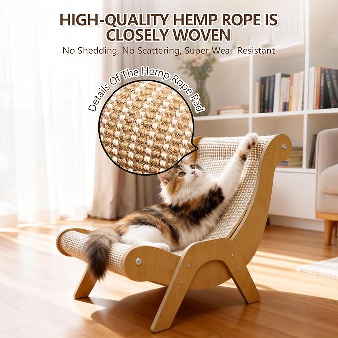 Extra Large Sisal Cat Scratcher–Indoor Cat-Specific Bed & Scratching Pad Combo Lounger,Durable Scratching Mat,Non-Shedding Material
