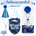 SCENEREAL Dog Birthday Party Supplies, Dog Birthday Bandana Hat Bow Tie Collar Set with Birthday Numbers, Pet Birthday Scarf Accessories Outfit Decorations for Boy Girl Medium Large Dogs