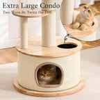 797Audio Modern Wood Cat Tree Tower, 64" Cat Tree with Sisal Scratching Posts, Condo, Capsule, Hammock for Indoor Cats, Solid Rubber Wooden Cat Tree, Multi-Level Tree for Large Adult Cat