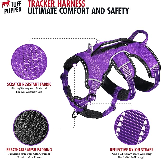 Tuff Pupper Escape Proof No Escape Dog Harness | 5 Point Adjustable Fit Harness for Dogs | Padded Dog Harnesses | Handle Dog Lift Harnesses