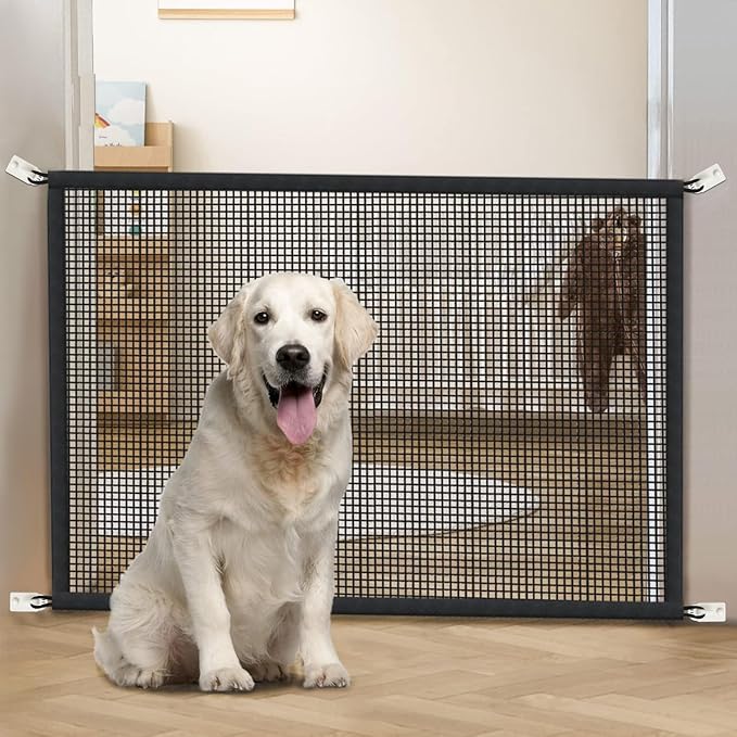 2-Pack Dog Gate for Stairs Pet Gates for The House: Dogs Screen Mesh Gate for Doorways Stairways Indoor Safety 29 inches Tall, 41 inch Wide
