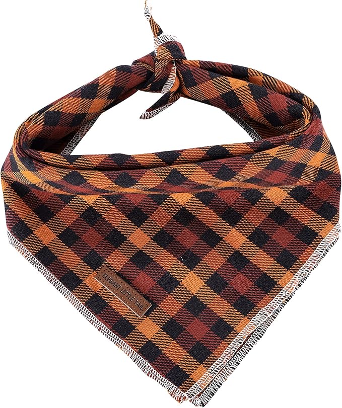 Elegant little tail Dog Bandanas - 1Pack Washable Fall Dog Scarf Girl or Boy Square Bib Kerchief Scarf Adjustable Pet Bandana for Small Medium Dogs