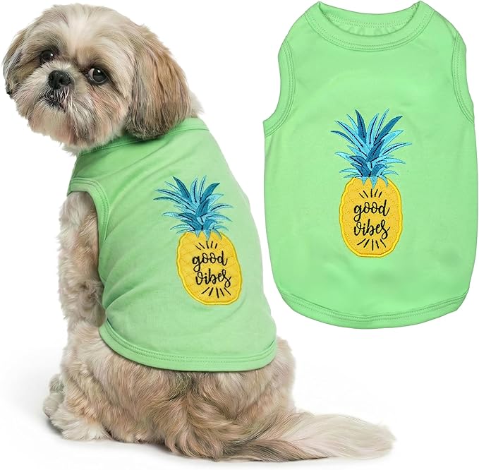 Parisian Pet Dog Shirt – 100% Cotton Shirts for Medium Dogs – Tropical Sleeveless Pet Vest – Lightweight and Breathable Dogs Apparel – Cute Dog Clothes - Stretchy T Shirts for Pets