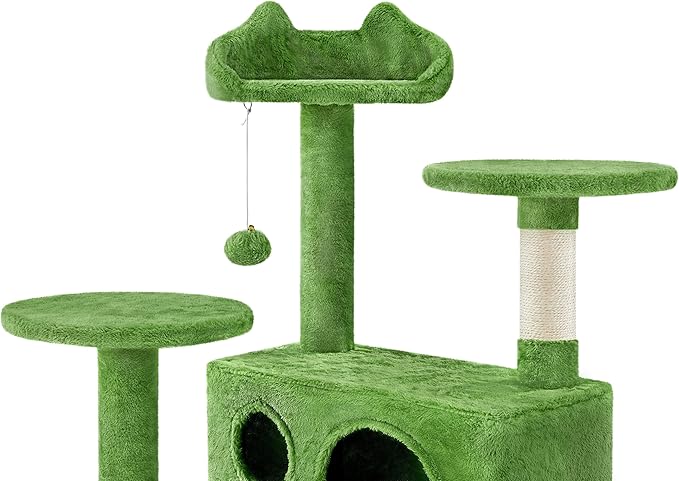 Topeakmart 61in Cat Tree Tower Condo with 2 Cozy Cat Condos Ladder and 3 Platforms for Indoor Cats Kittens