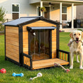 Large Indoor Outdoor Dog House,Wood Insulated Dog House,Weatherproof Outside Shelter with Elevated Floor,Easy to Assemble for Small Medium Large Dog(43.2" L x32.7 W x 31.8" H)