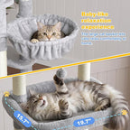 Hey-brother Cat Tree Tower, 71.5 Inches Scratching Posts with Extra Large Platform, 2 Cozy Condos, 2 Hammocks and Scratch Boards, Multi-Level House for Multiple Indoor Cats, Smoky Gray MPJ085W