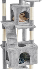 Topeakmart 72in Cat Tree for Indoor Cats, Multi-Level Cat Tower Cat Condo with Scratching Posts, 3 Perches, Cat Furniture Activity Center Play House for Cats Kitten, Light Gray