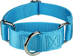Mikivery Martingale Dog Collar Nylon Adjustable and Safety Training Colourful Comfortable Metal Buckle Pet Collars for Small Medium and Large Dogs(Ice Blue,L)