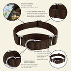 Country Brook Petz - Martingale Dog Collar - Heavy-Duty Training Collar with No Buckle - Service Dog Collar for All Pups - 10+ Warm Colors (Brown, 3/8 Inch, 3XS)