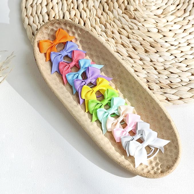 40PCS (20 Pairs) Dog Hair Bows with Rubber Bands, Puppy Bows for Small Size Pet Girls, Mix Colors Hair Ties, Dog Hair Accessories Girl for Daily Use Birthday(Type B)