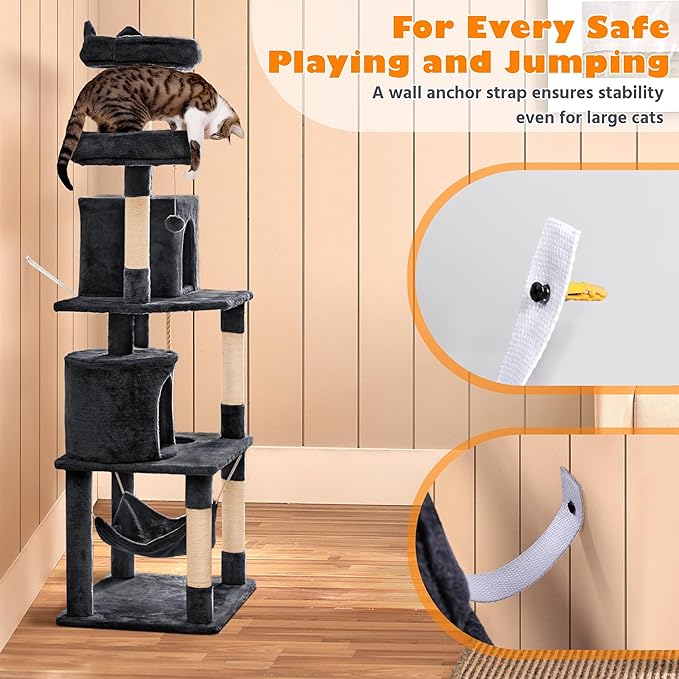 Topeakmart Multi Level Cat Tree 70.5in, Kitten Condo with 2 Condos & 2 Foam-Padded Perches, Cat Tower Furniture for Medium/Large Cats