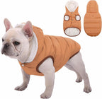 Windproof Waterproof Dog Coat Fleece & Cotton Lined Warm Jacket, Cold Weather Pet Apparel Clothes Vest for Small Medium Large Dogs Khaki