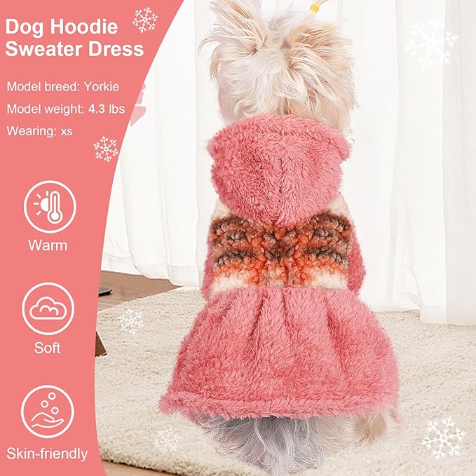 Dog Hoodie Dog Sweater Puppy Clothes for Small Dogs Boy Girl Pet Hoodies for Dogs Cold Weather Doggie Coats Fall Doggy Sweatshirt for Chihuahua Yorkie Cat Sweater Costumes, Coral Red, S