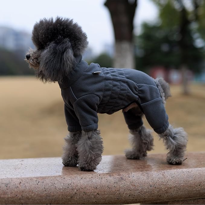 Warm Drakgray Dog Coat, Windproof Fleece Jacket for Small to Large Dogs, Zippered Closure, Outdoor Winter Coat