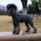 Lovelonglong Warm Dog Coat, Windproof Dog Jacket for Small Medium Large Dogs, 4 Legged Fleece Dog Winter Coat Zippered Closure Dog Outdoor Jacket Drakgray XL