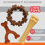 Nylabone Customer Favorites Power Chew Toy Bundle for Dogs, Indestructible Dog Toys for Aggressive Chewers, Pack of 3 Dog Toys, Flavor Medley, Large Dogs - Up to 50 lbs, 3 Pack