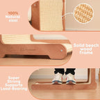 Sisal Cat Scratcher for Indoor Cats, Beechwood Base, Natural Sisal Woven Scratch Pad, Durable Scratching Post, Furniture Protector (L1)