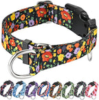 Martingale Collar with Buckle Adjustable Nylon Training No Pull Dog Collars for Large Dogs (Orange Floral, Large)