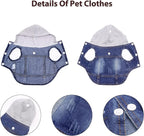 SILD Pet Clothes Dog Jeans Jacket Cool Blue Denim Coat Small Medium Dogs Lapel Vests Classic Hoodies Puppy Blue Vintage Washed Clothes (Grey,XXL)