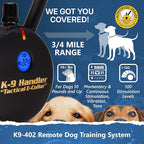 Educator K9-402 Two Dogs K9 Handler Professional E-Collar Training Collar with Remote - Up to 3/4 Mile Range, Waterproof, Rechargeable, 100 Stimulation Levels, Vibration, Tone, 33-Inch Bungee Collar