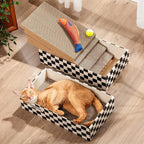 Cat Scratcher Box with 4 Scratching Pads&2 Separate Cardboard Boxes,2-in-1 Cardboard Cat Scratch for Multiple Kitten Interactive Play,Checkered(Ball & Fish Catnip Toy Included)