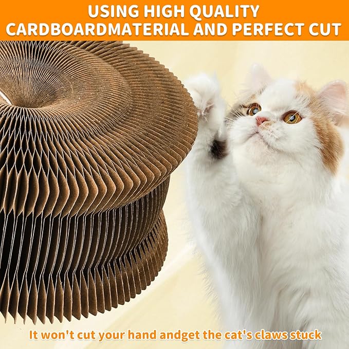 1Pack Kitty Curls Cat Accordion Physical Exercise for Indoor Cats Toy Magic Organ Thickened Kitty Head Organ with 1Pack Cat Nail Clipper
