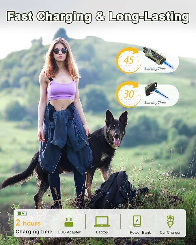 Dog Shock Collar with Remote Control, 4000FT Dog Training Collar with Beep(1-9) & Vibration(1-9) & Safe Static(1-99), IPX7 Waterproof & Rechargeable Shock Collar for Dogs All Breeds 10-120lbs