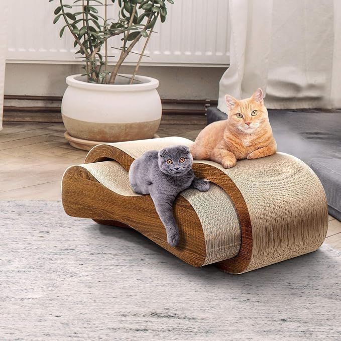 Simple Delxue Cat Scratcher, 2 in 1 Cat Scratching Board, Cat Cardboard, Scratch Lounger, Large, 27.56 x9.45 x8.86 inch