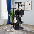 54" Multi-Level Cat Tree Tower with Scratching Posts, Toys & Condo - Space-Saving Design for Indoor Kittens, Compact Floor Footprint & Vertical Space for Multi-Cat Homes-Dark Grey