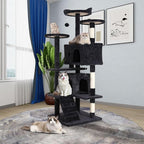 54" Multi-Level Cat Tree Tower with Scratching Posts, Toys & Condo - Space-Saving Design for Indoor Kittens, Compact Floor Footprint & Vertical Space for Multi-Cat Homes-Dark Grey