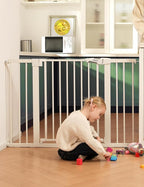 Babelio Baby Gate, 29-48 Inch Auto Close Pet Gate PressGuard P7, Easy Install Pressure-Mounted Safety Gate, Extra Wide Pet Gate for Stairs and Doorways, 2 Pack White