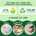 Pet N Pet 800 Counts Unscented Dog Poop Bags Rolls with Tie Handles, 41% Plant Based & 59% PE Poop Bags for Dogs, Extra-Thick Doggie Poo Bag, Pet Waste Bag