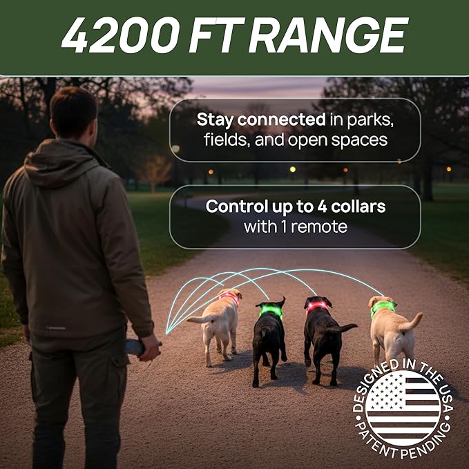 Dog Shock Collar (New Version) with 360° LED Lights – 4200FT Dog Training Collar with Remote, IPX8 Waterproof, Beep/Vibration/Safety Shock Modes, Rechargeable E-Collar for Dogs