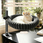 Dogpals 360° Rotating Cat Bed for Desk, Height Adjustable Cat Perch with Semi-Enclosed Design & Removable Cushion, No-Drill Clamp fits up to 1.18" Desk, Supports 9lbs for Office, Gaming Table, Grey