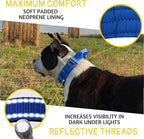 ADITYNA Heavy Duty Dog Collar for Medium Dogs - Reflective Blue Collar with Handle for Training, and Walking - Wide, Thick, Tactical, Soft Neoprene Padded