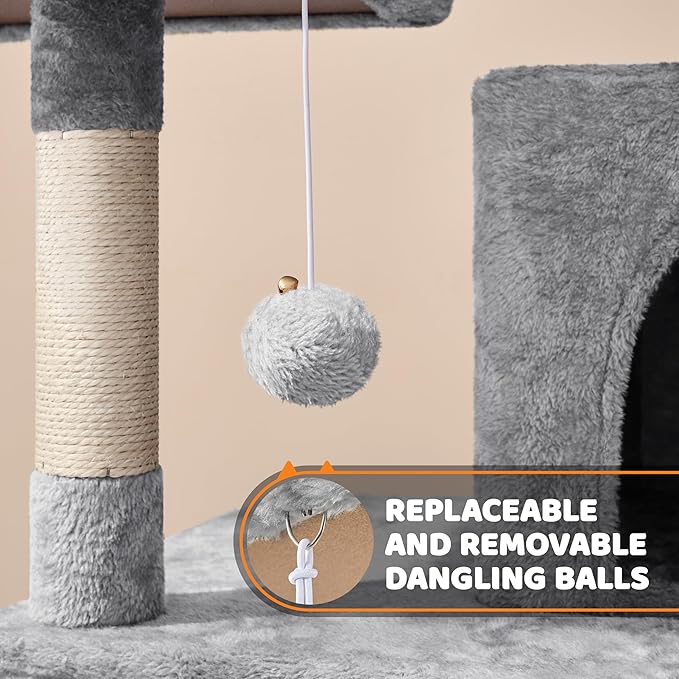 Topeakmart 59 inches Cat Tree Cat Tower Stand House Condo with Big Hammock Scratching Post Kitty Pet Play House