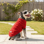 Dog Warm Christmas Winter Sweater Pet Clothes Knitwear for Medium Dog for Corgi, West Highland, Schnauzer, Border Collie, Dog Outfits (Red-XL)