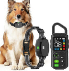 2-in-1 Dog Training Collar & Bark Collar, Safety Lock Remote, Adjustable Beep,Vibration & Shock,990ft Range,IPX7 Waterproof Dog Collar for 3 Dogs,Medium & Large,LED Light,Compass & Carabiner-2 Collars
