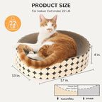 FUKUMARU Cardboard Cat Scratcher Bed, 2-in-1 Oval Cat Scratch Pad, Cats Scratching Board Lounge Bed Indoor, Durable Modern Kitty Scratcher Bowl, Cats Scratch Furniture Protector, Polka Dot