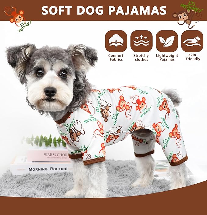 Dog Pajamas Spring Summer Dog Clothes for Small Medium Dogs Girl Boy Cute Soft Puppy Pjs Clothes Doggie Onesies Cat Pet Jammies Outfit (Brown,S)