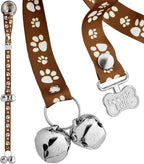 PoochieBells Dog Doorbell, Dog Potty Training Bells, Dog Safe USA-Made w/Perfect Sound,Dog Trainer Approved, Housetraining Made Easy & Quick, Sig Tracks Brown